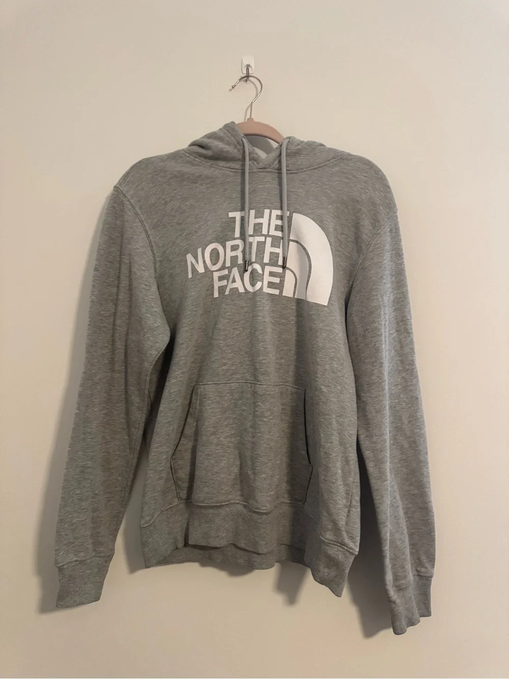 The North Face Hooded Pullover Sweatshirt in Grey with White Logo